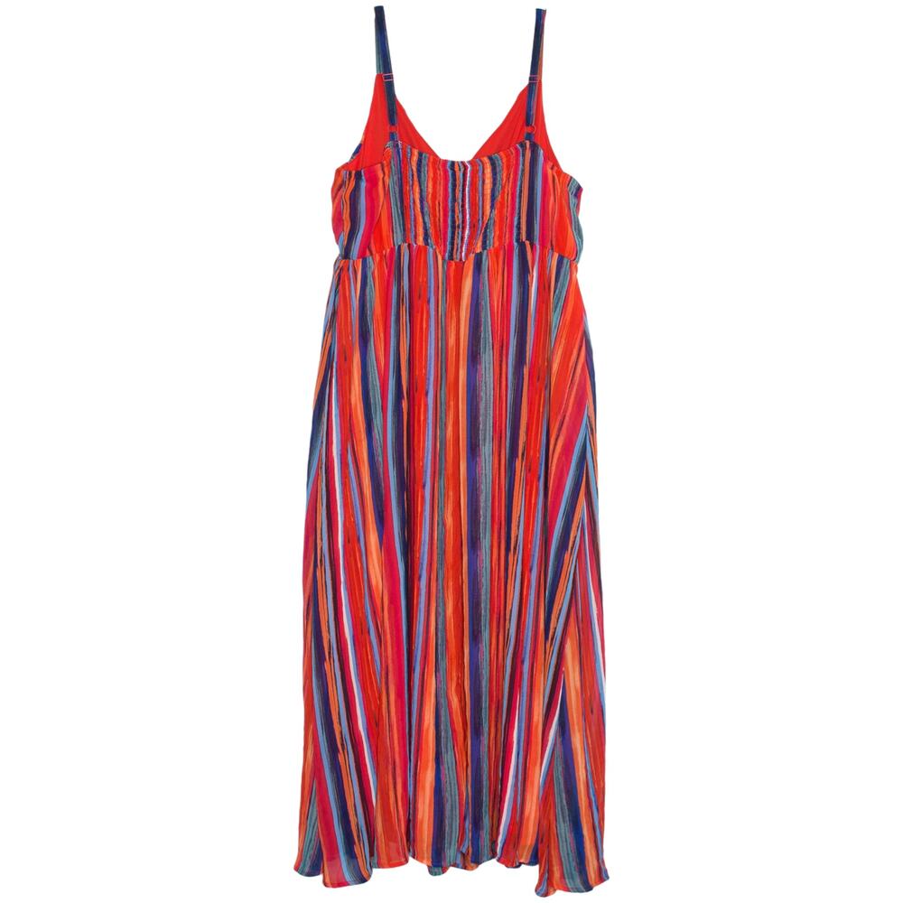 Torrid Maxi Dress Chiffon Striped Flowy Sleeveless 3 3X Plus Size Boho Festival - Picture 2 of 6